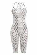 Polka Dot Halter Capri Jumpsuit