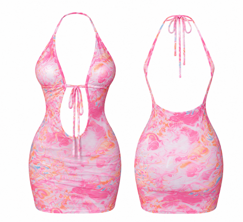Cotton Candy Halter Mini Dress